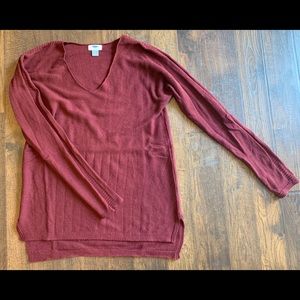 Old Navy long burgundy v-neck sweater